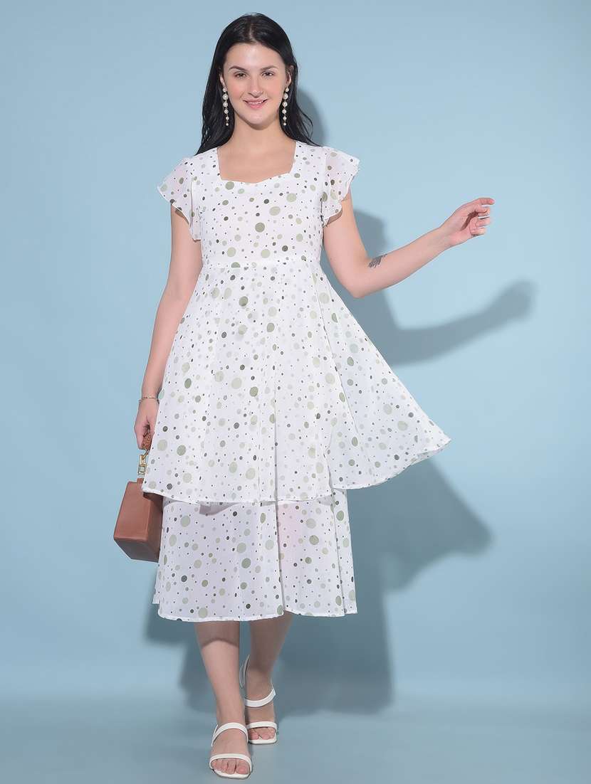 women polka dots printed layered dress
