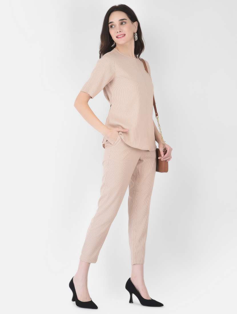 women beige top and trouser set co-ord - 21277343 -  Standard Image - 1