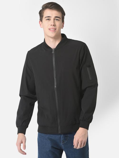 men black solids casual jacket - 21277353 - Standard Image - 0