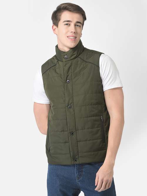 olive polyester casual jacket - 21277363 - Standard Image - 0