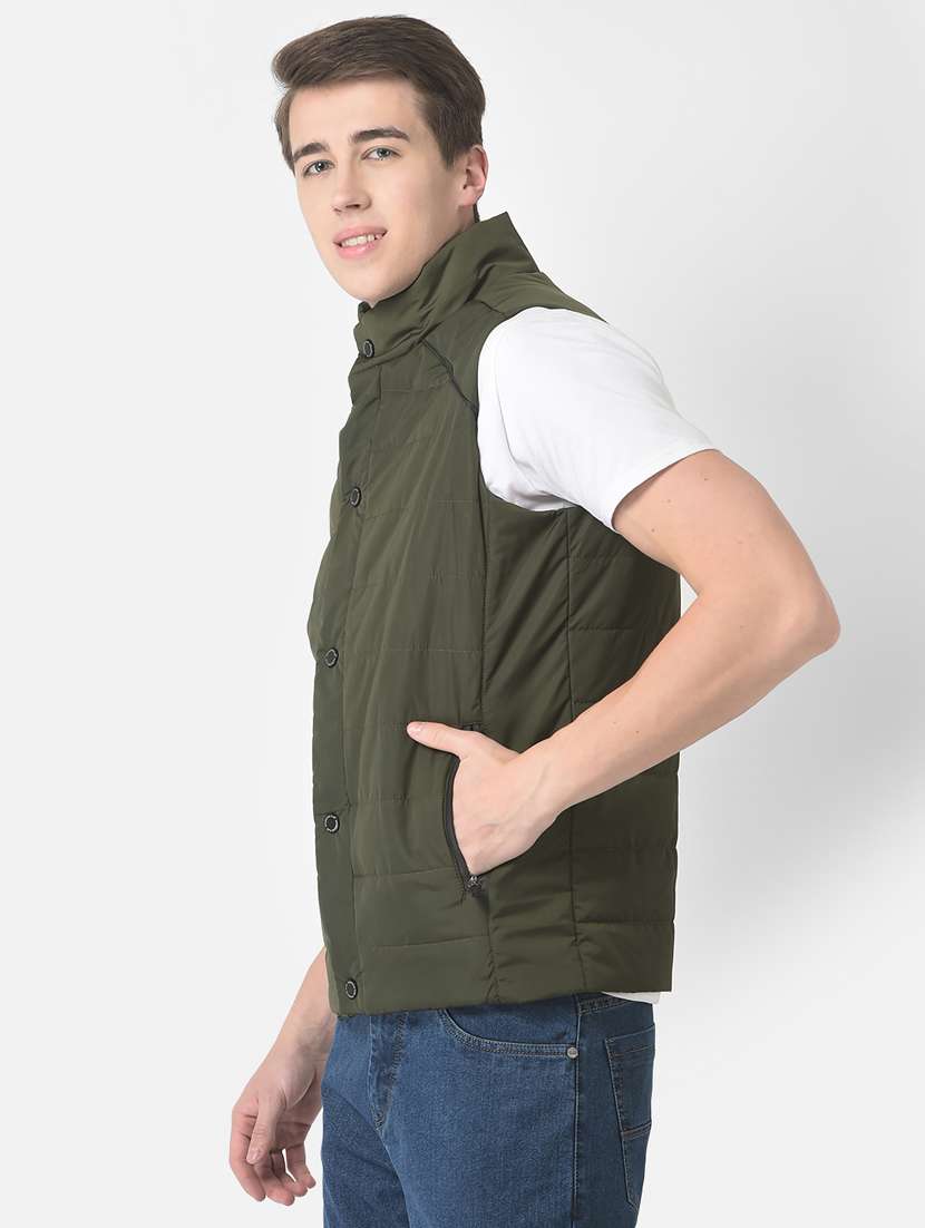 olive polyester casual jacket - 21277363 - Standard Image - 1