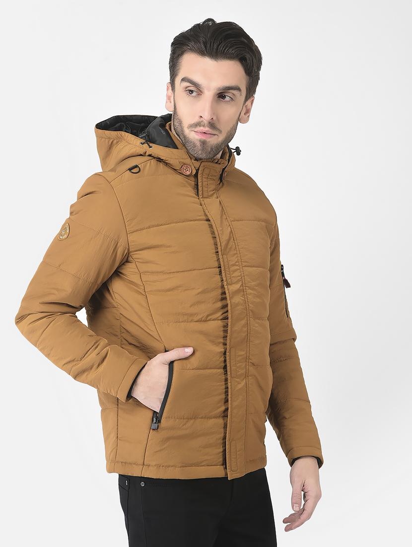khaki polyester casual jacket - 21277378 - Standard Image - 1