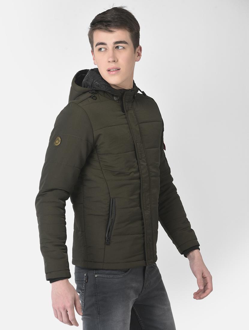 olive polyester casual jacket - 21277379 - Standard Image - 1