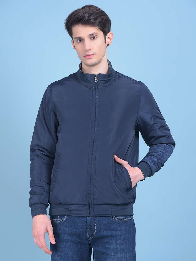 navy blue polyester casual jacket - 21277415 -  Standard Image - 1