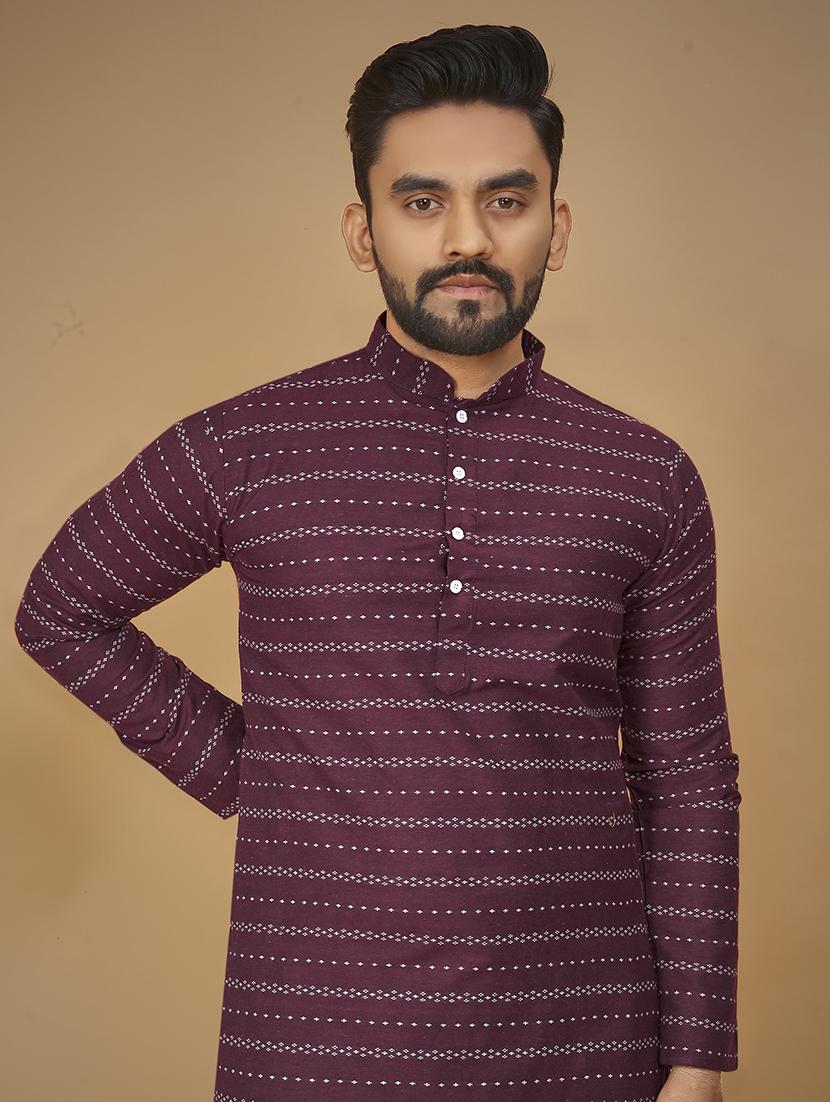 men long sleeve printed long kurta - 21277553 - Standard Image - 4