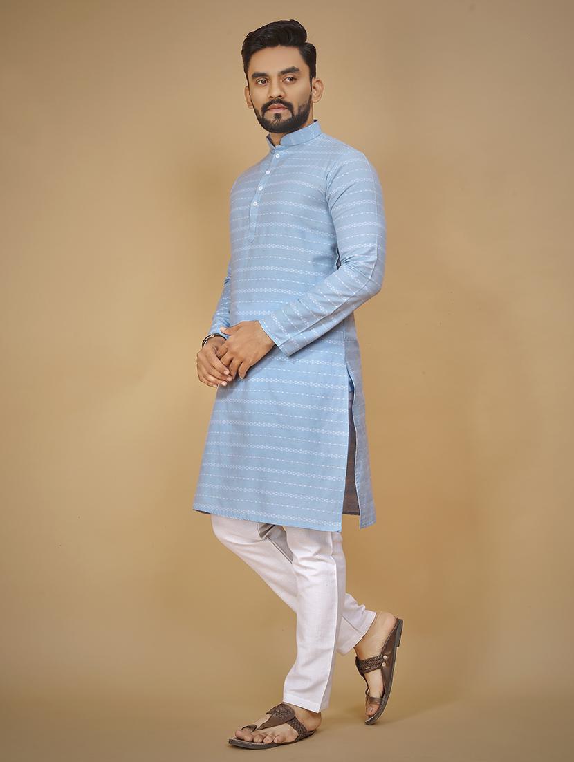 men long sleeve printed long kurta - 21277554 - Standard Image - 1
