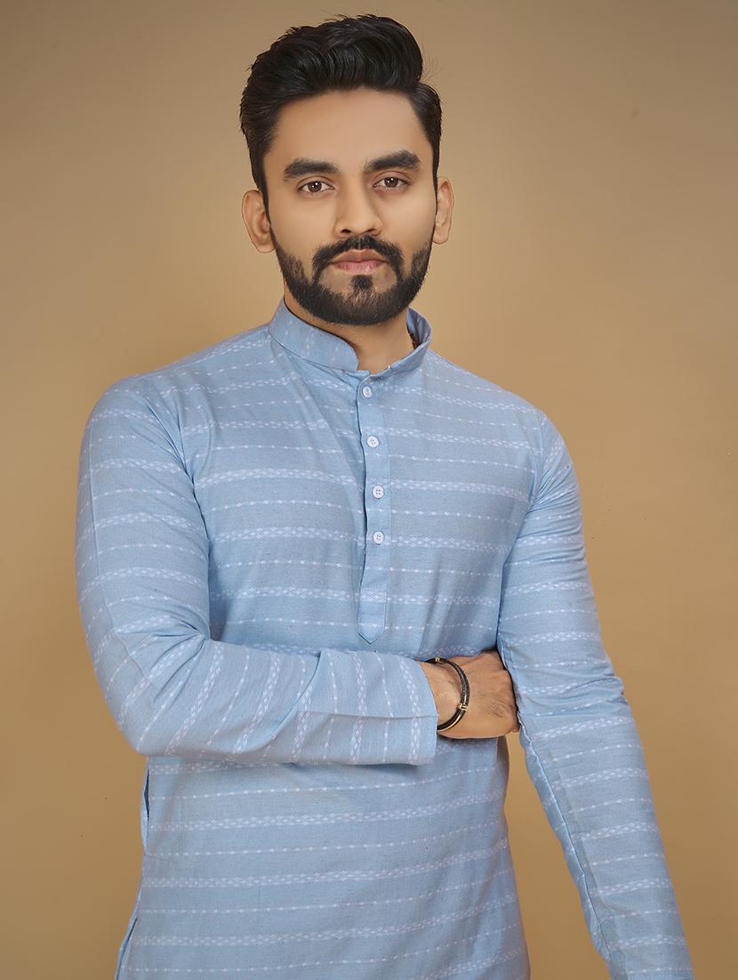 men long sleeve printed long kurta - 21277554 - Standard Image - 4