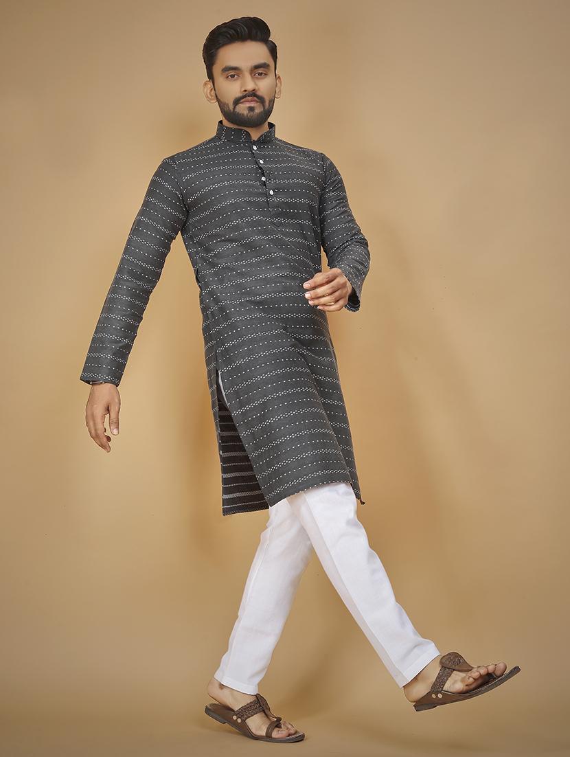 men long sleeve printed long kurta - 21277555 - Standard Image - 1