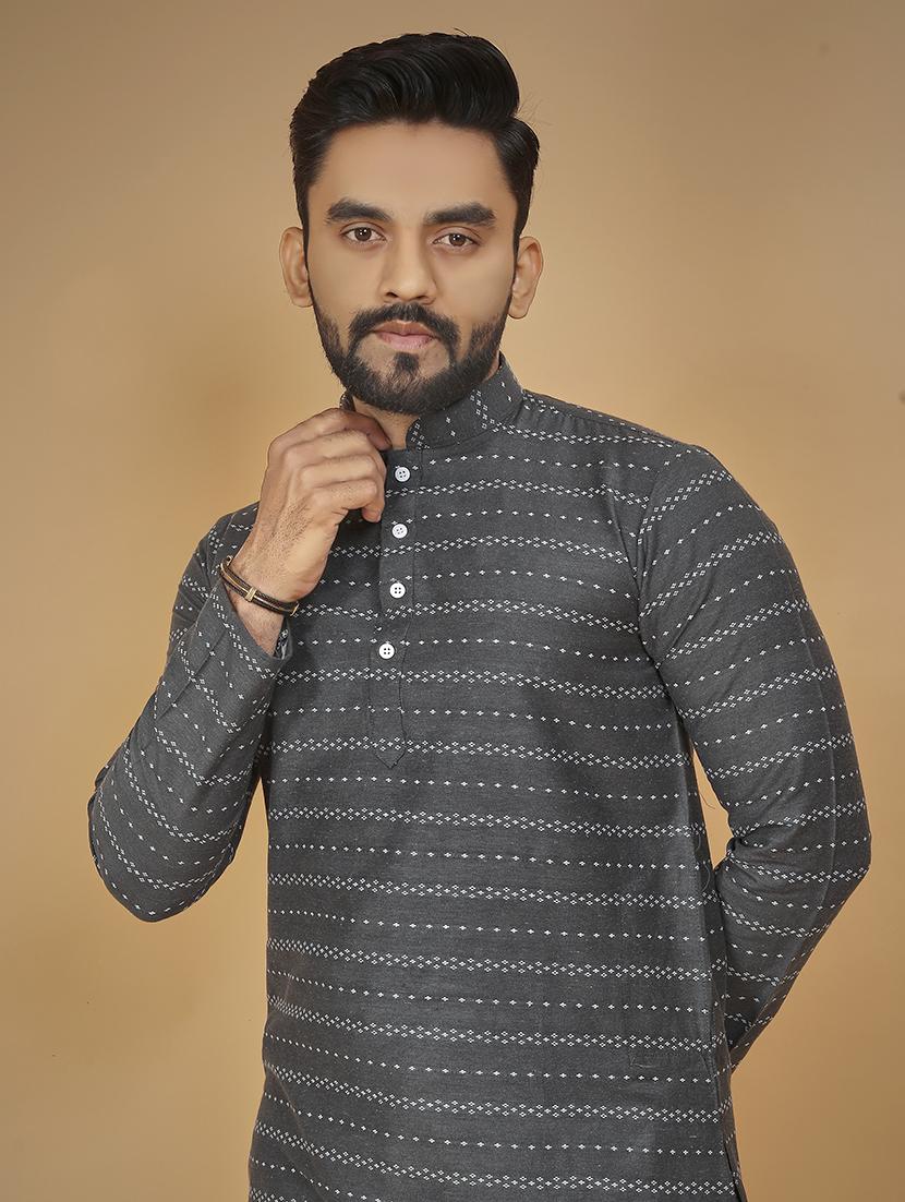 men long sleeve printed long kurta - 21277555 - Standard Image - 4