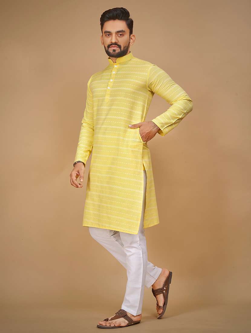 men long sleeve printed long kurta - 21277560 -  Standard Image - 1