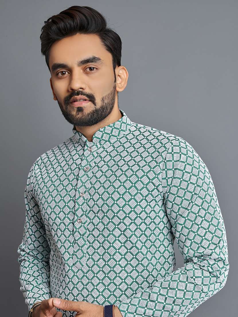 men long sleeve self-designed long kurta - 21277562 -  Standard Image - 4