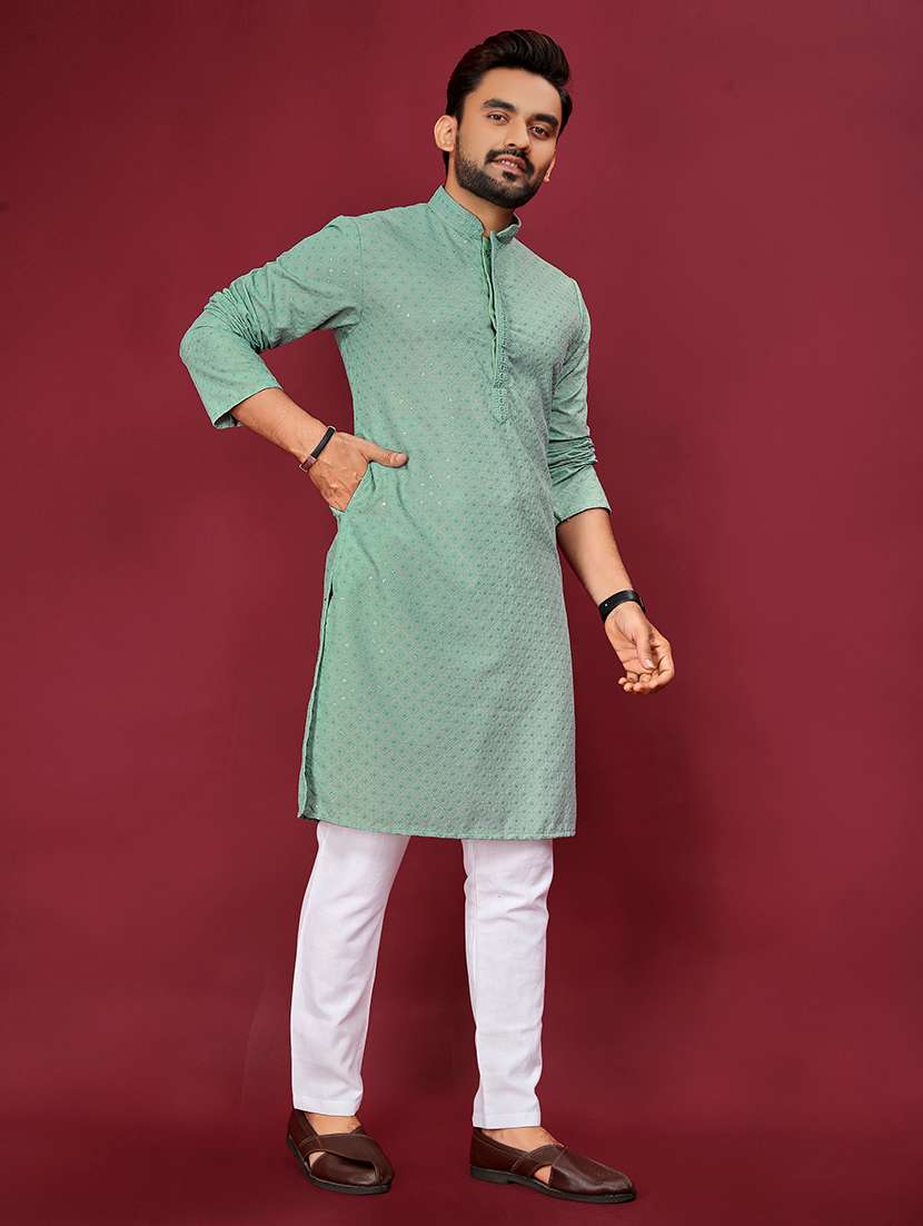men long sleeve self-designed long kurta