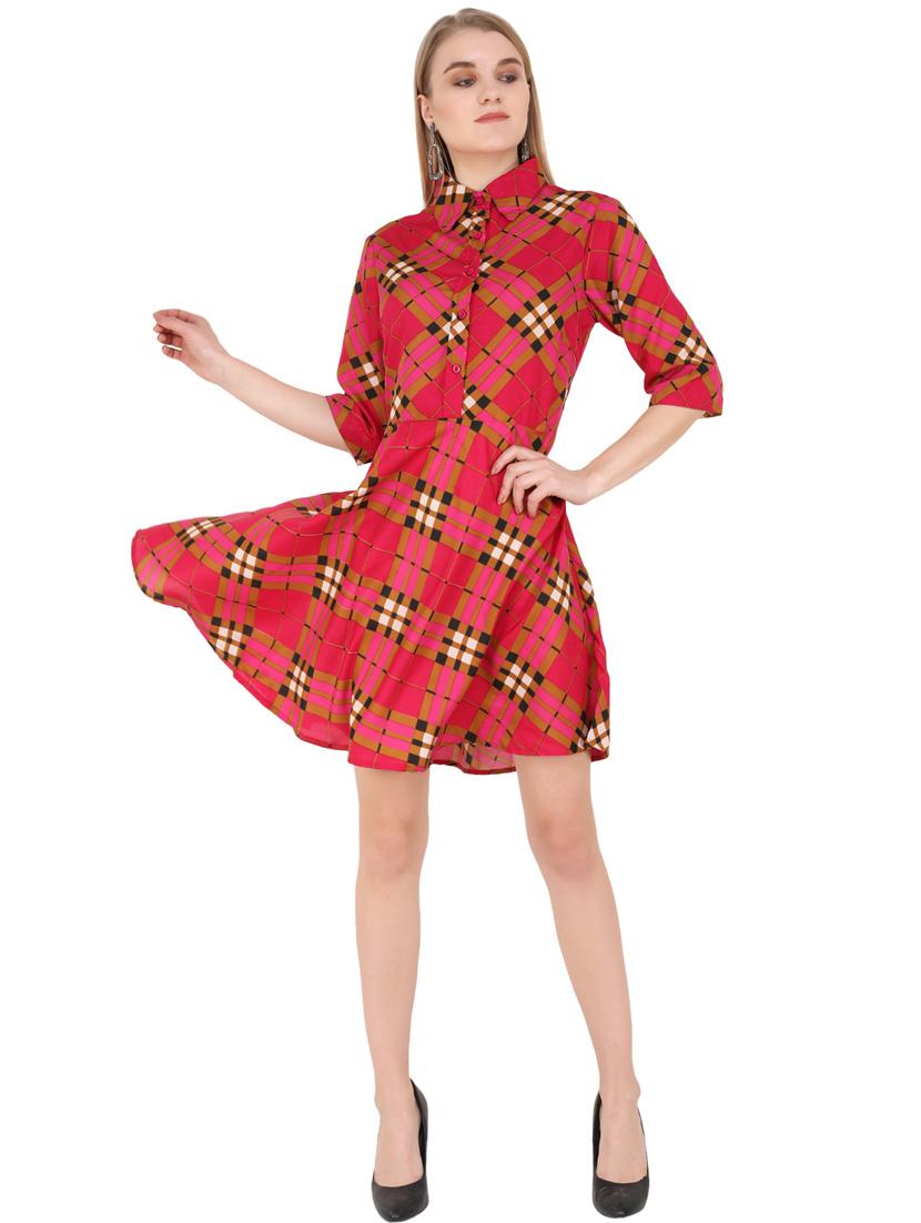 pink crepe fit & flare dress - 21277835 - Standard Image - 4