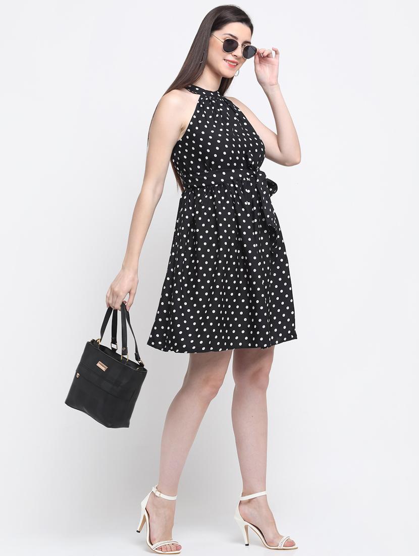 black polyester fit & flare dress - 21277838 - Standard Image - 4