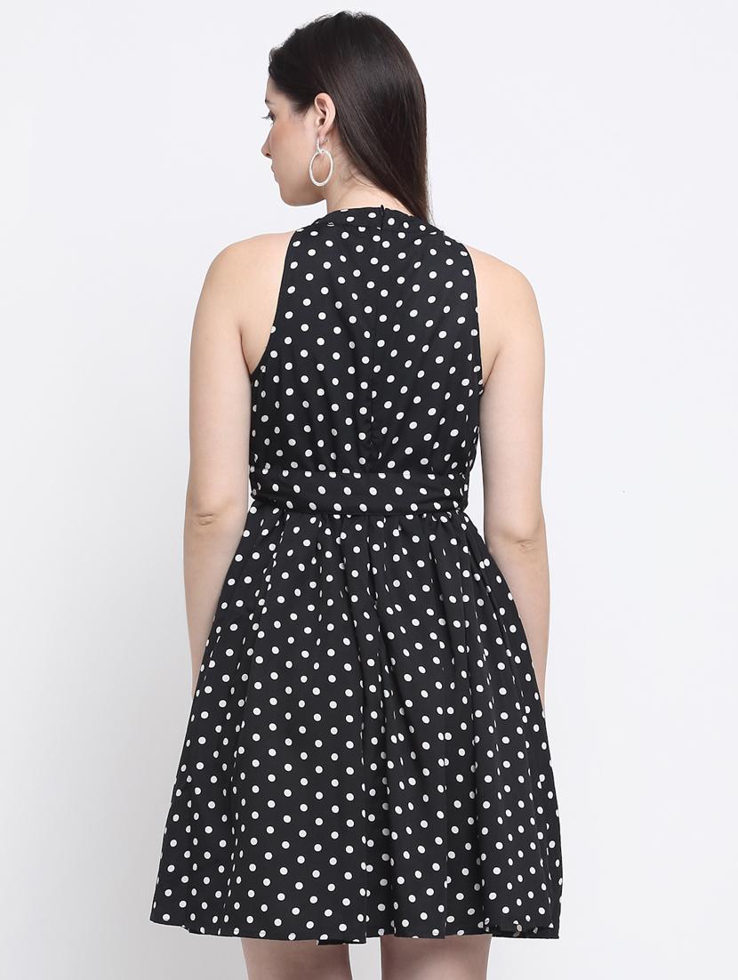 black polyester fit & flare dress - 21277839 - Standard Image - 1