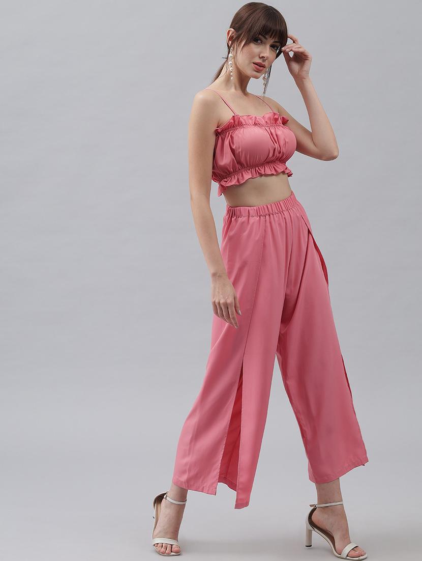 pink polyester top & trouser co-ord set - 21277873 -  Standard Image - 1