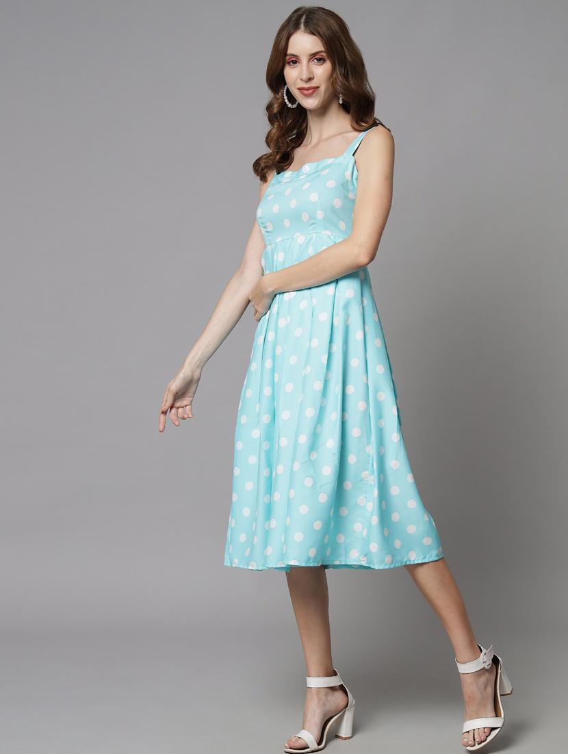 light blue polyester fit & flare dress - 21277888 - Standard Image - 1