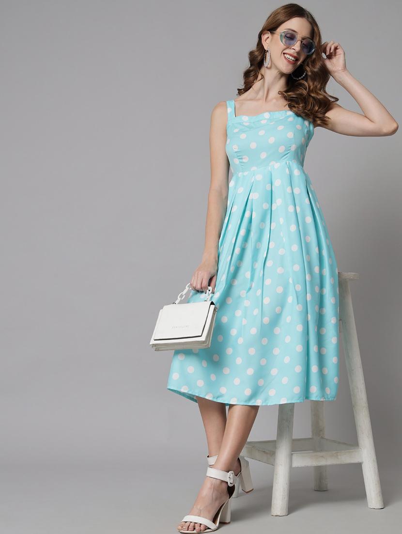 light blue polyester fit & flare dress - 21277888 - Standard Image - 4
