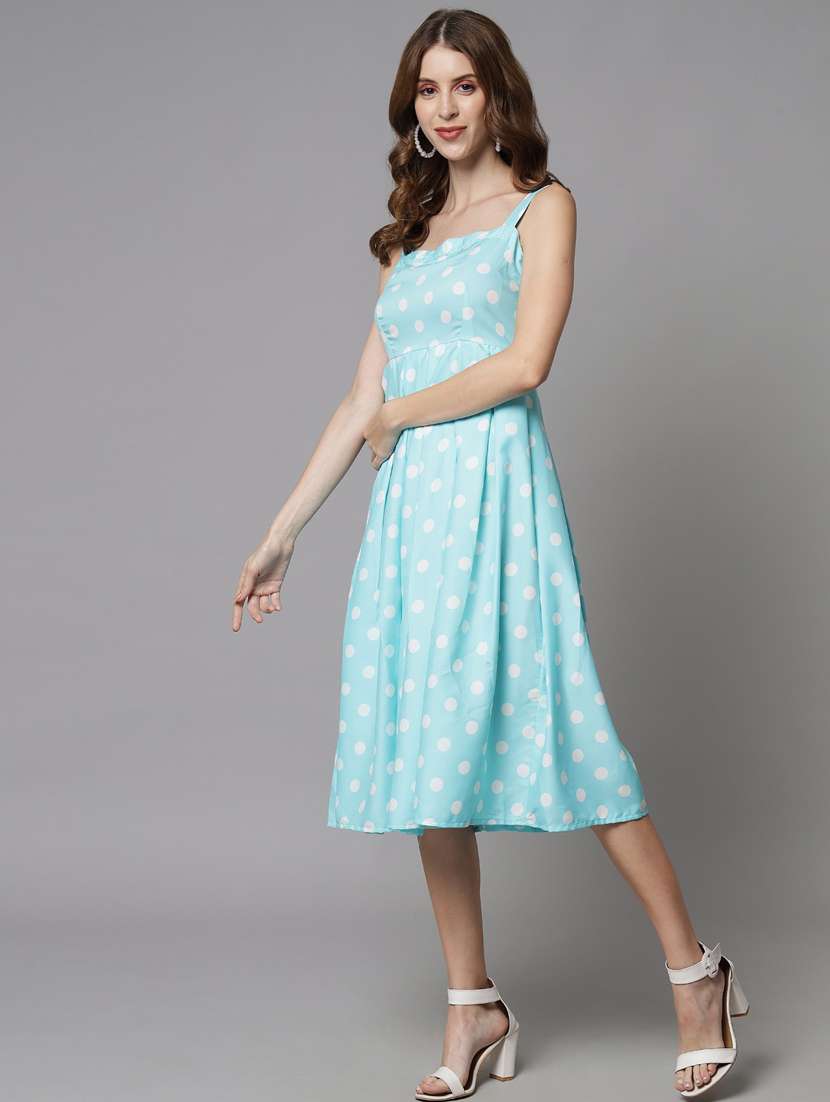 light blue polyester fit & flare dress - 21277889 -  Standard Image - 1
