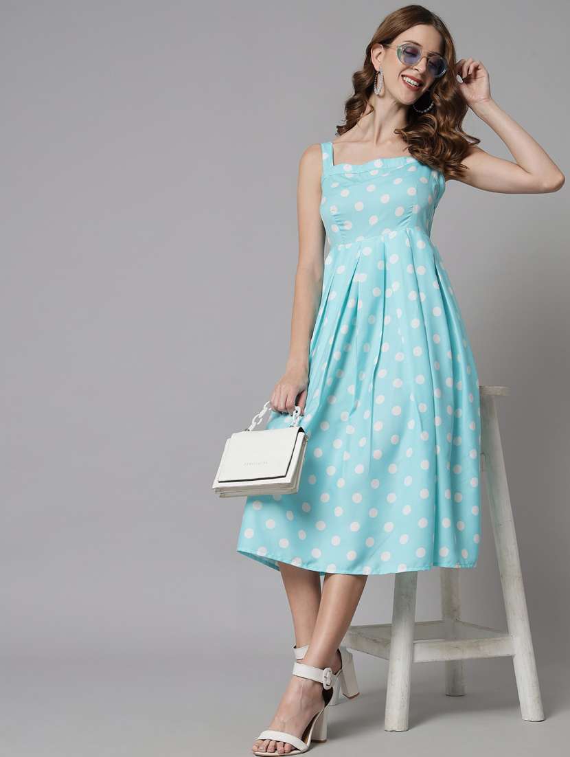 light blue polyester fit & flare dress - 21277889 - Standard Image - 4