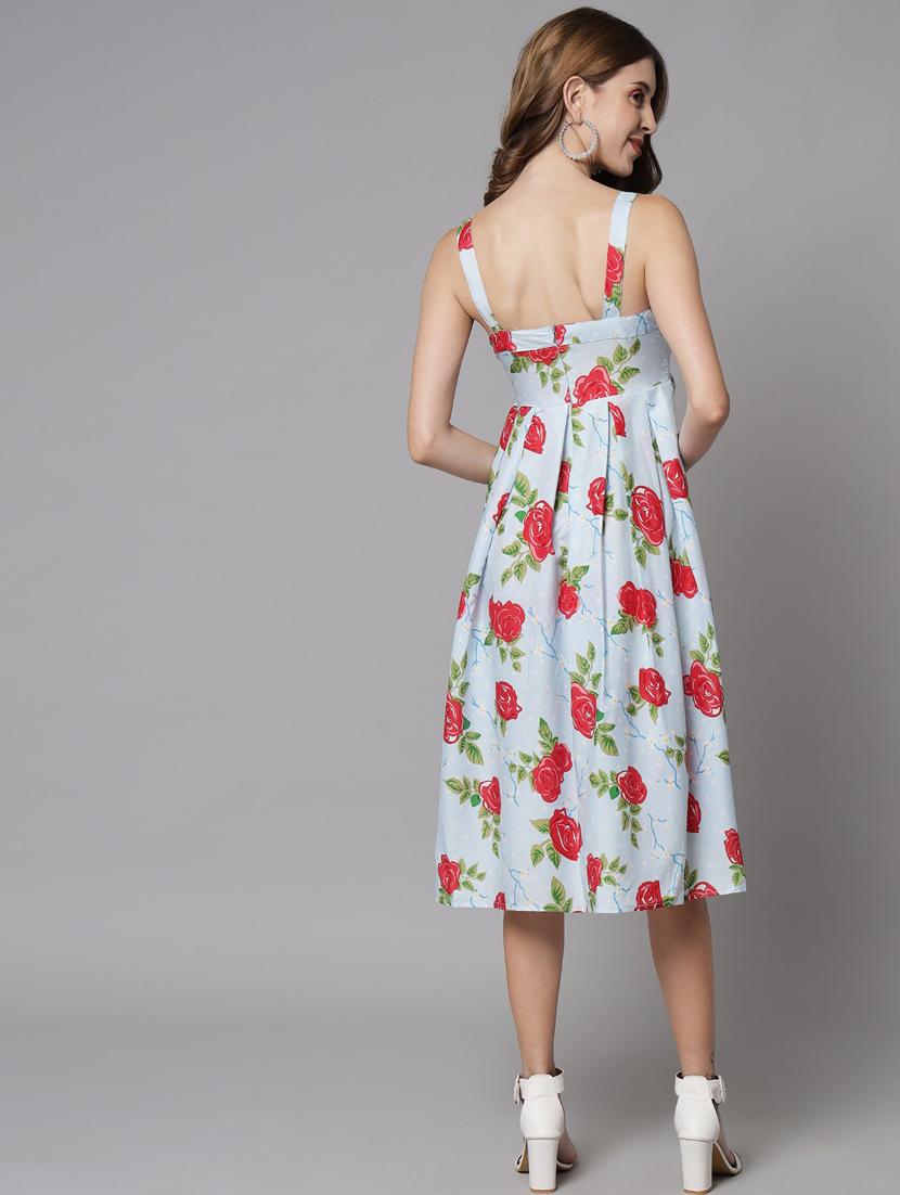 light blue polyester fit & flare dress - 21277890 - Standard Image - 4