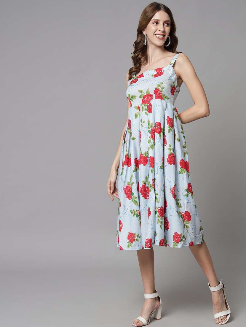 light blue polyester fit & flare dress - 21277891 -  Standard Image - 1