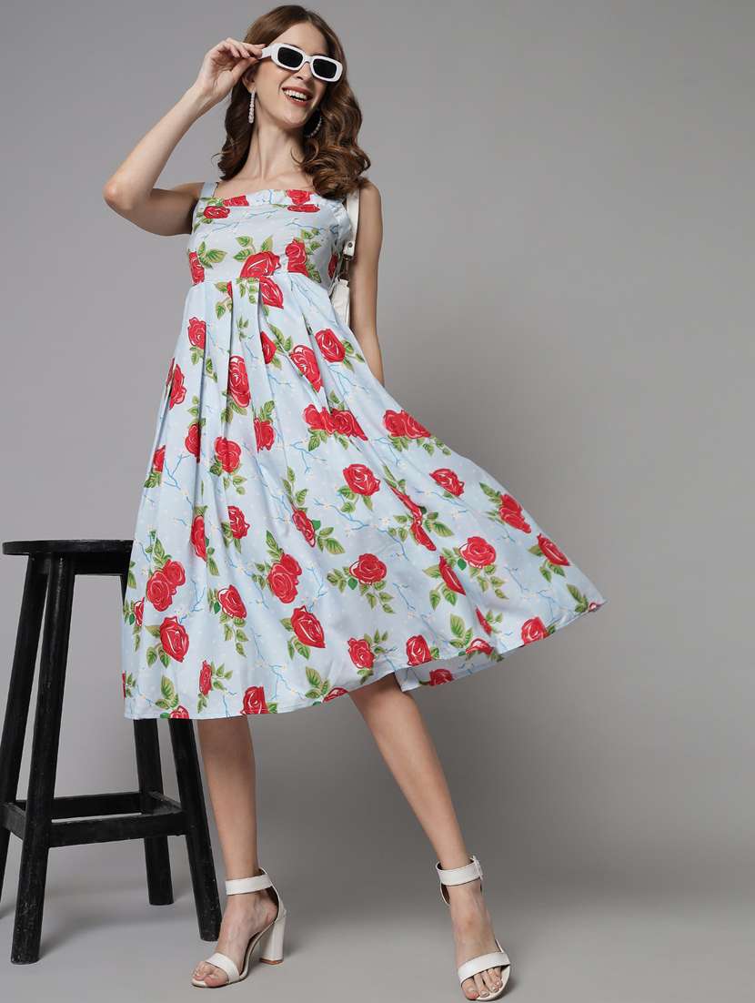 light blue polyester fit & flare dress - 21277891 -  Standard Image - 4