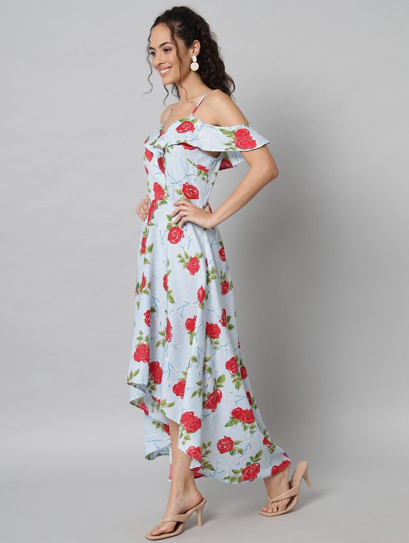 multi colored crepe high low dress - 21277923 - Standard Image - 1