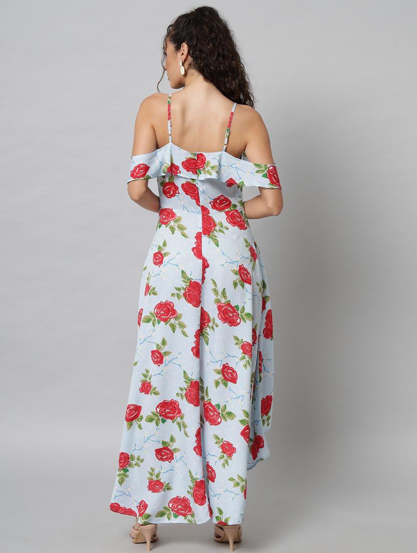 multi colored crepe high low dress - 21277923 - Standard Image - 4