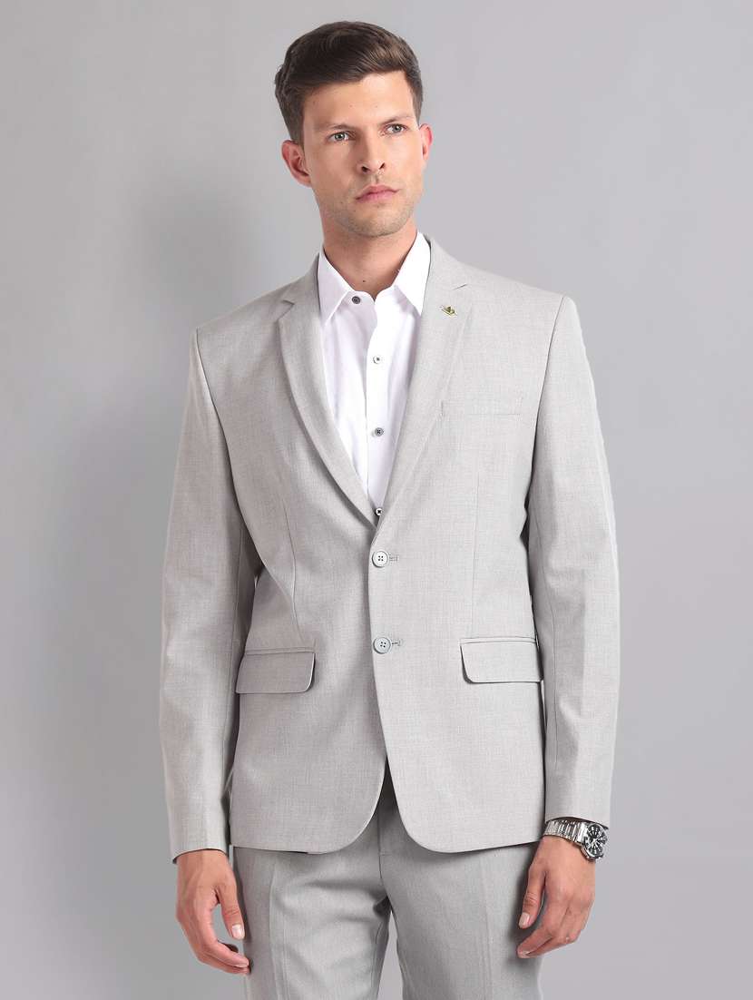 men long sleeved solid single breasted formal blazer