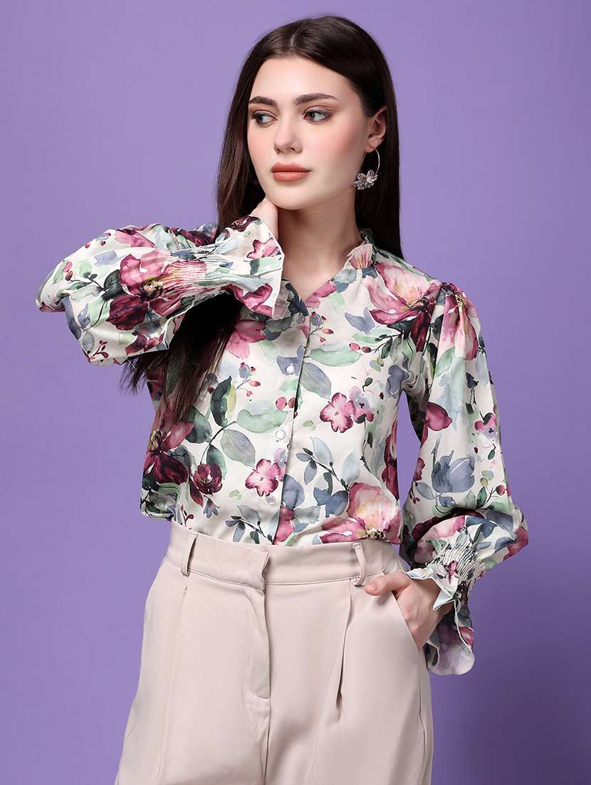 white poly crepe shirt tunic