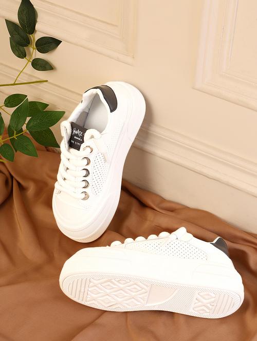 white lace-up casual shoes - 21278246 - Standard Image - 0