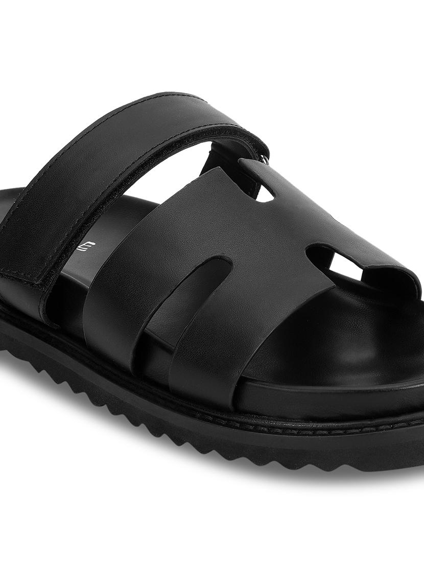 black pu slides flip flops - 21278259 - Standard Image - 6