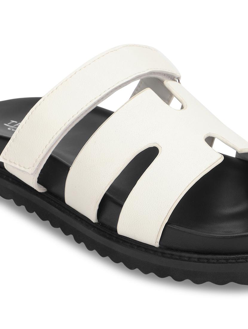 white pu slides flip flops - 21278261 - Standard Image - 6