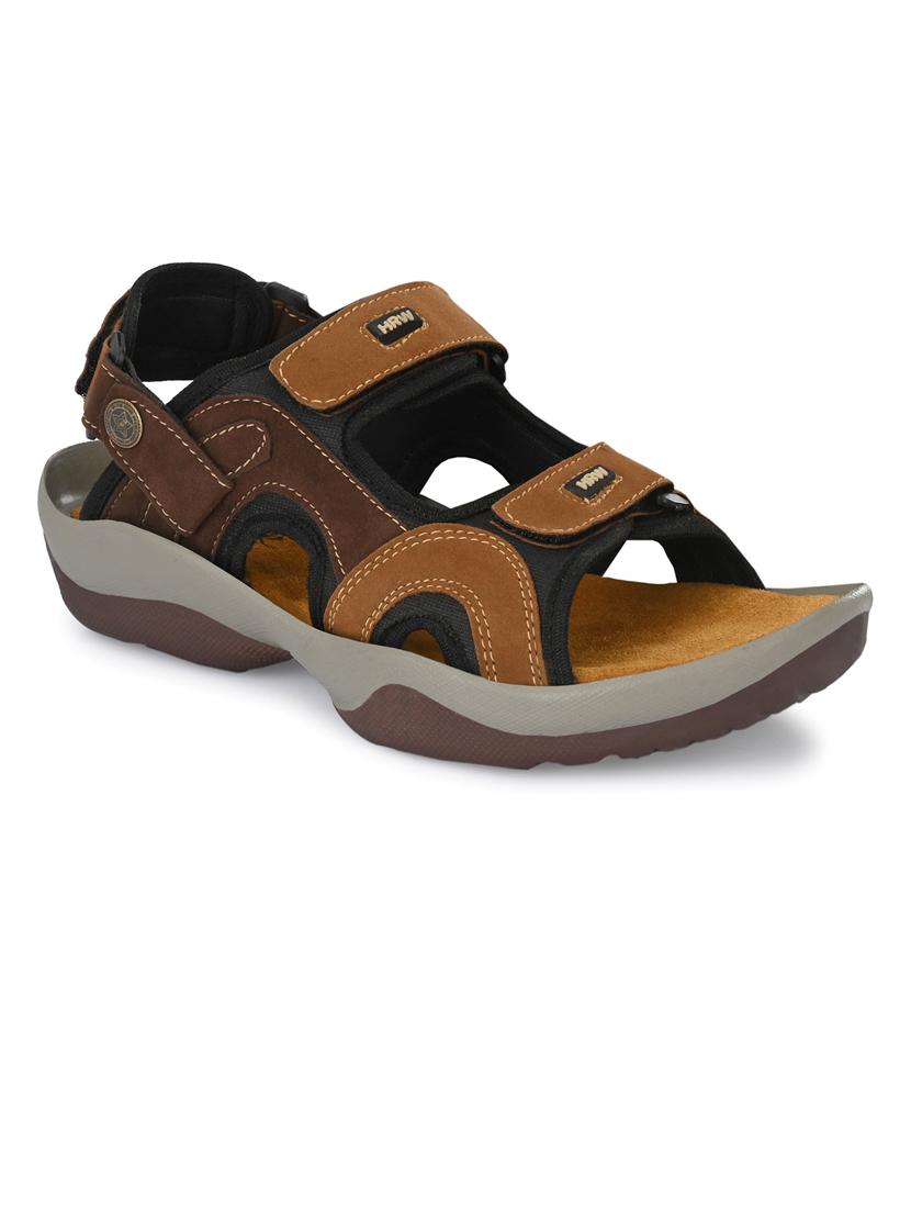 men brown back strap floaters - 21278367 - Standard Image - 1