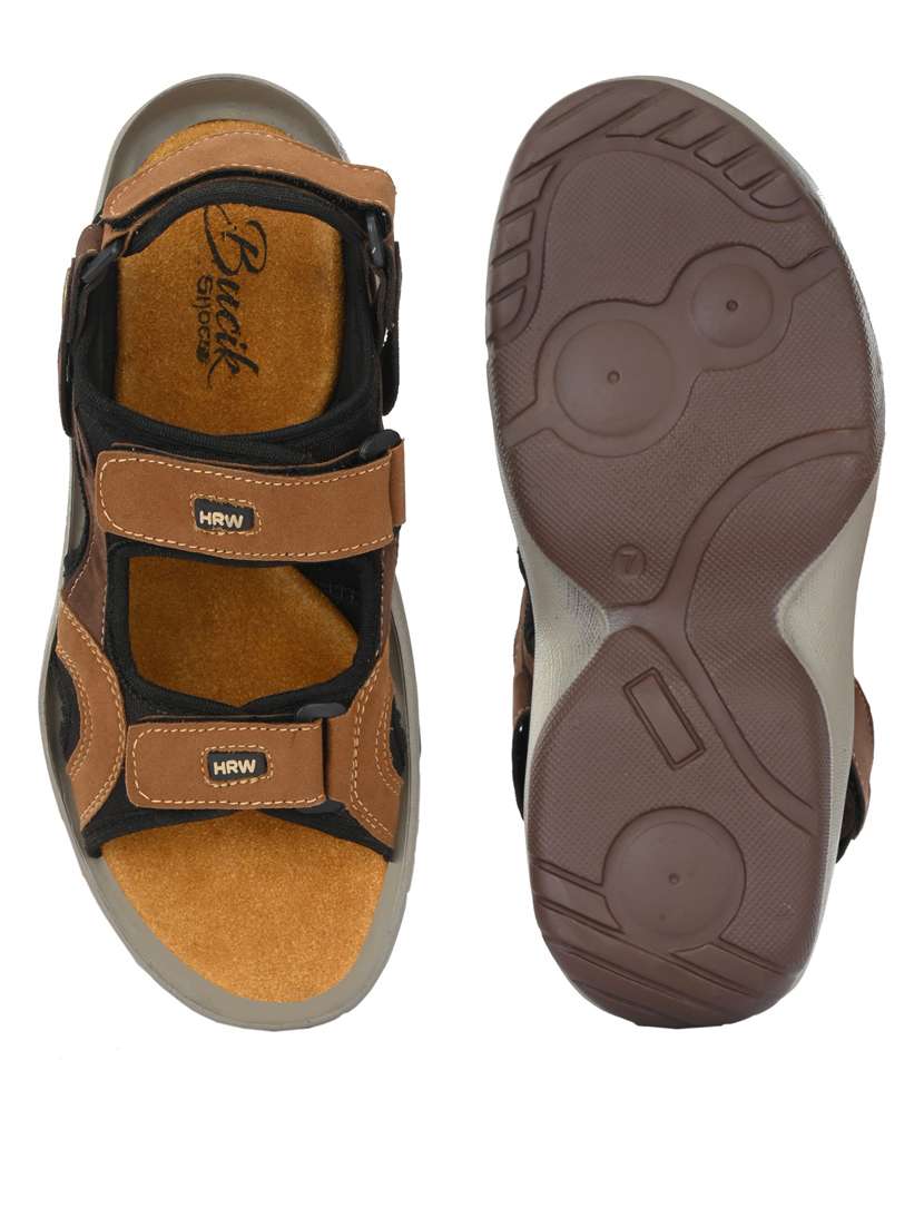 men brown back strap floater - 21278368 -  Standard Image - 4