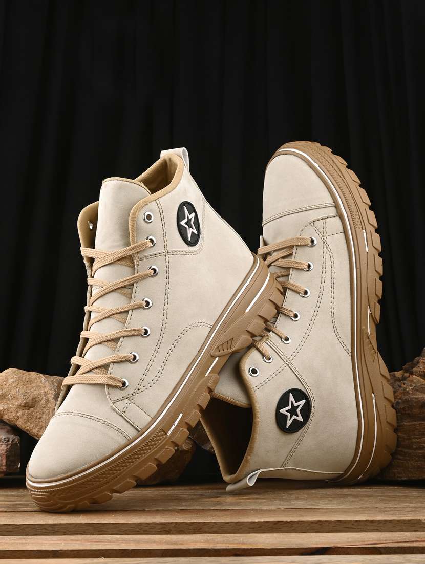 bucik beige bck4022 lightweight comfort trendy premium stylish sneaker high tops for men 