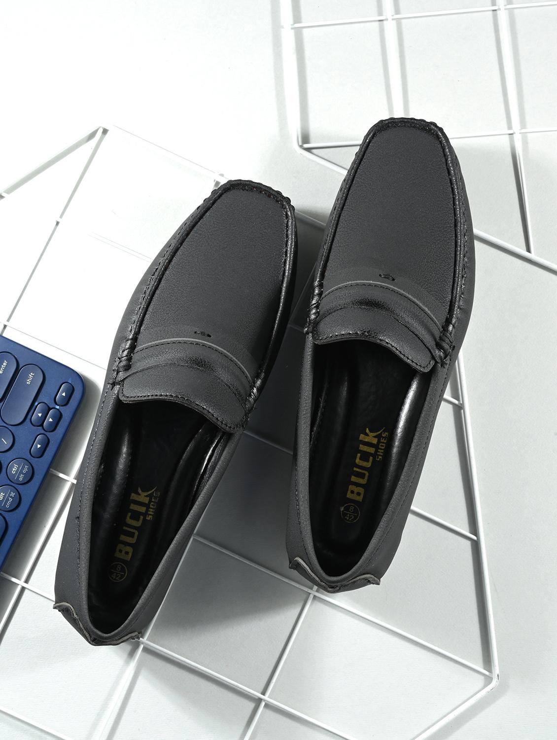 black synthetic slip on loafers - 21278699 - Zoom Image - 0