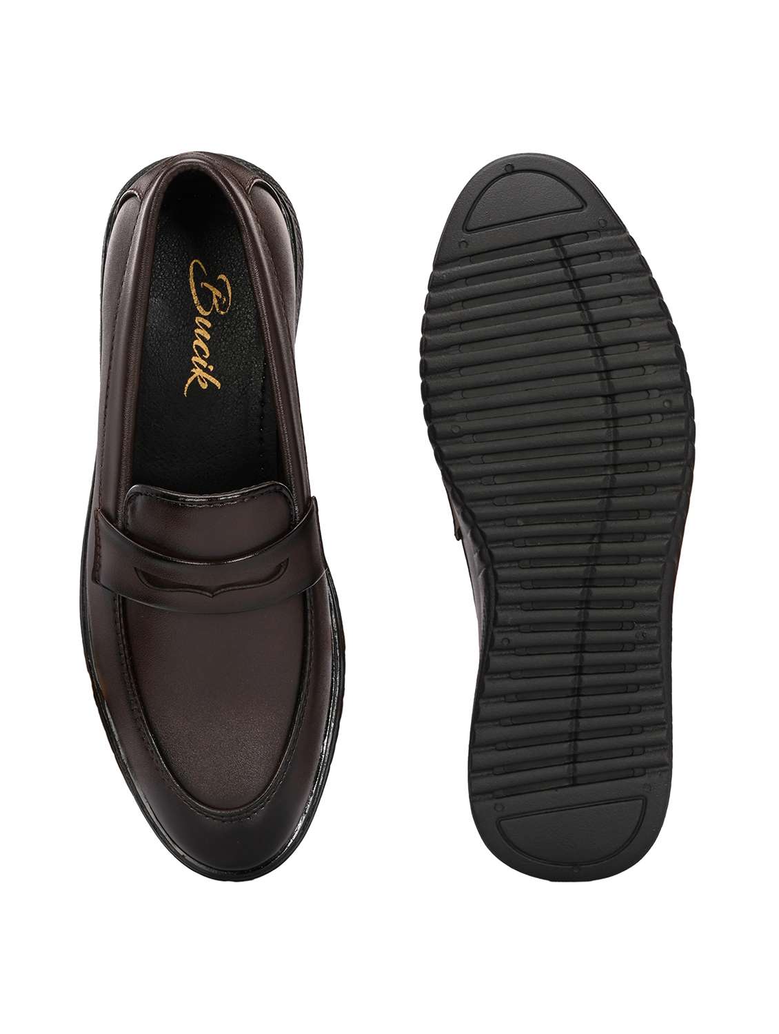 brown synthetic slip on loafers - 21278709 -  Standard Image - 4