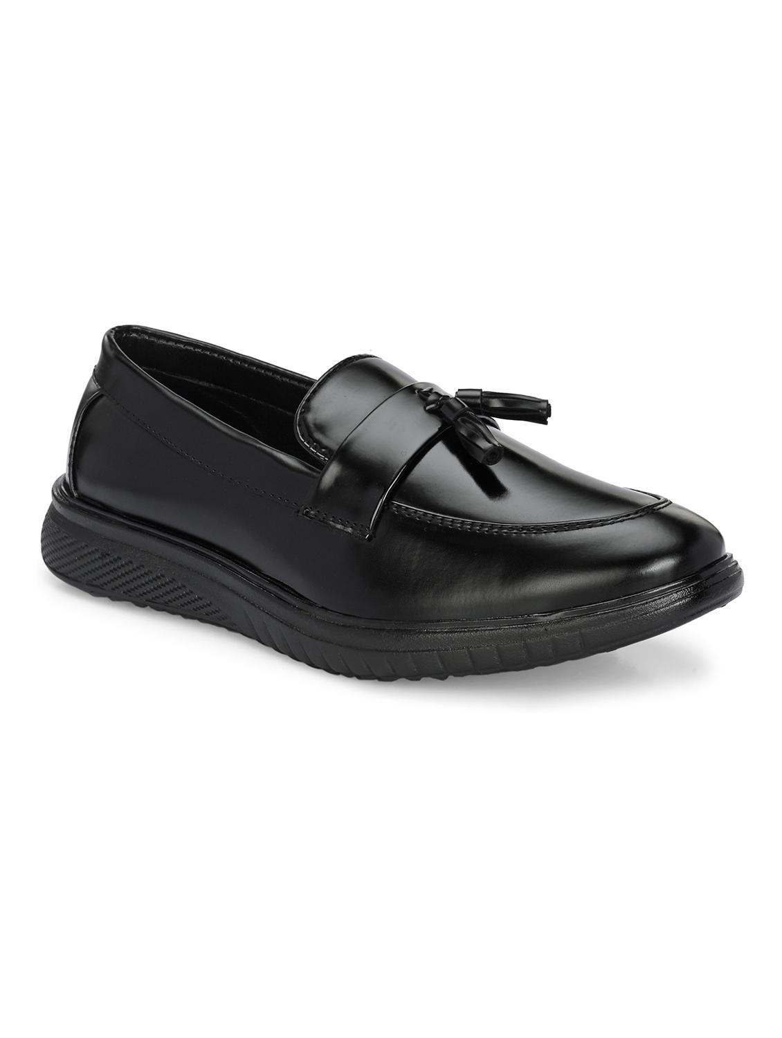 black synthetic slip on loafers - 21278710 - Standard Image - 1