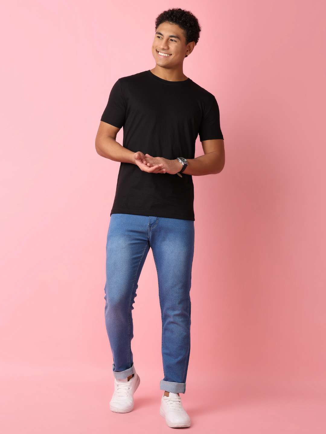 men mid rise plain jeans - 21279000 -  Standard Image - 4