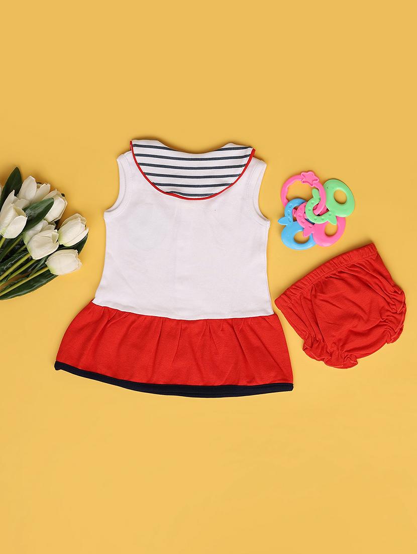 kids white cotton frock with bloomer - 21279029 - Standard Image - 1