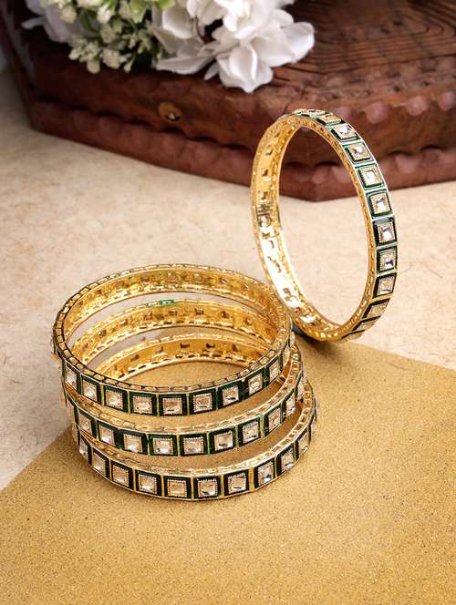 set of 4 gold alloy bangles - 21279213 -  Standard Image - 0