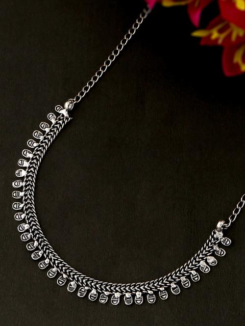 silver brass short necklace - 21279330 - Standard Image - 0