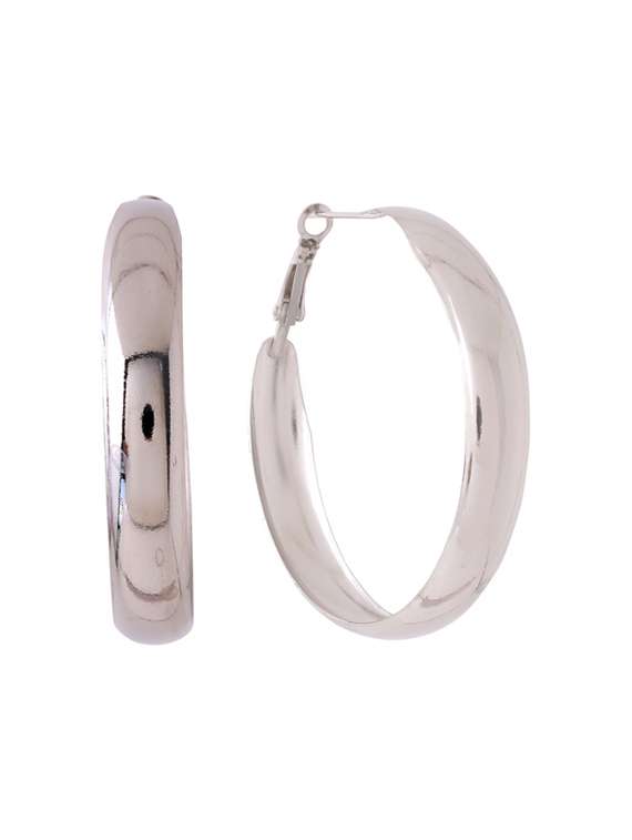 silver stainless steel hoop earrings - 21279355 -  Standard Image - 1