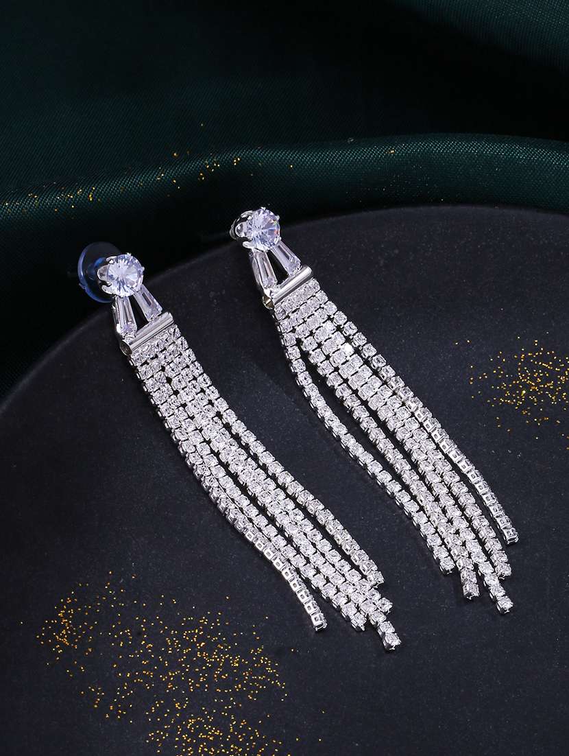silver stainless steel drop earrings