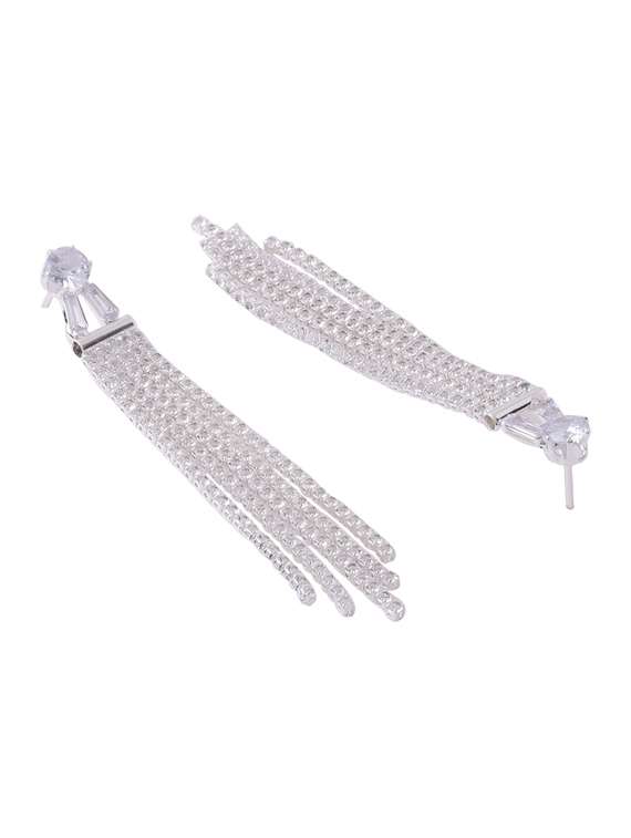 silver stainless steel drop earrings - 21279361 -  Standard Image - 1
