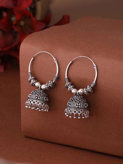 silver brass jhumka earrings - 21279398 -  Standard Image - 0