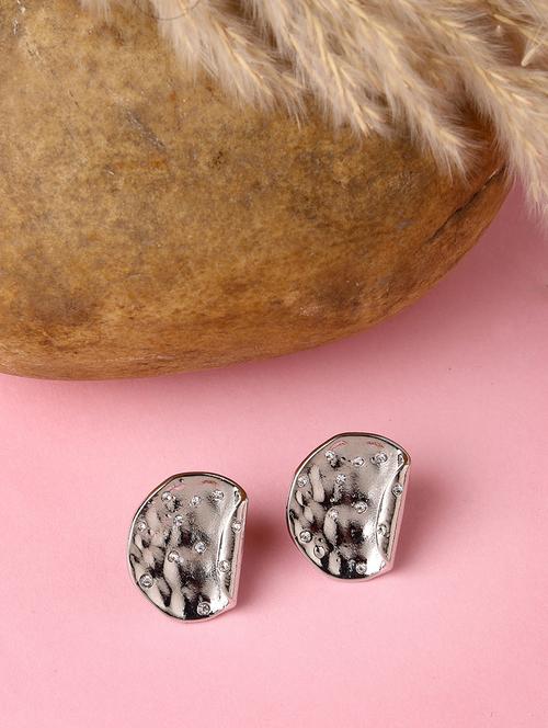 silver metal stud earrings - 21279406 -  Standard Image - 0