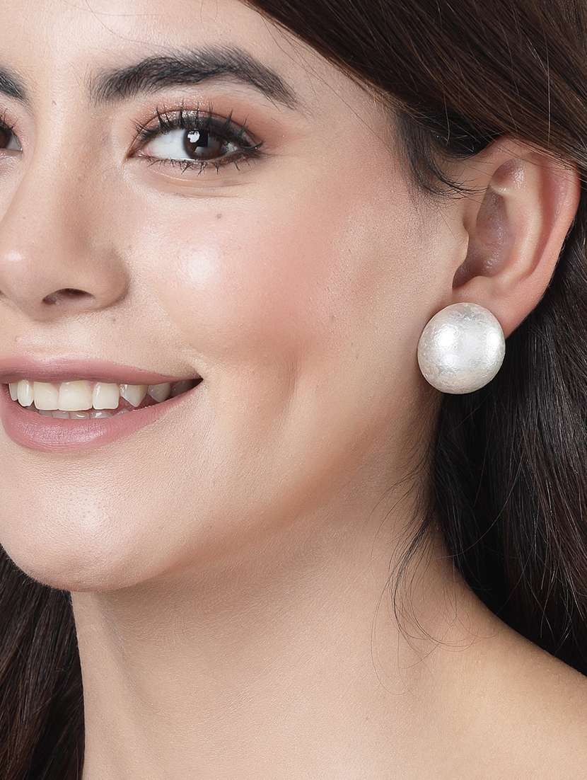 white plastic stud earrings - 21279411 -  Standard Image - 4
